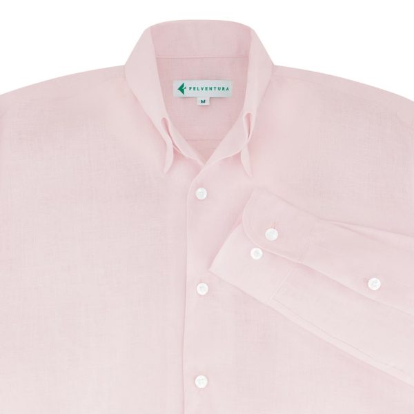 قميص فلاي للرجال من الكتان الوردي الفاتح
