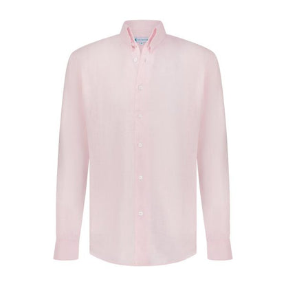 قميص فلاي للرجال من الكتان الوردي الفاتح